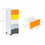 Farebný regál na kolieskach - 5 zásuviek