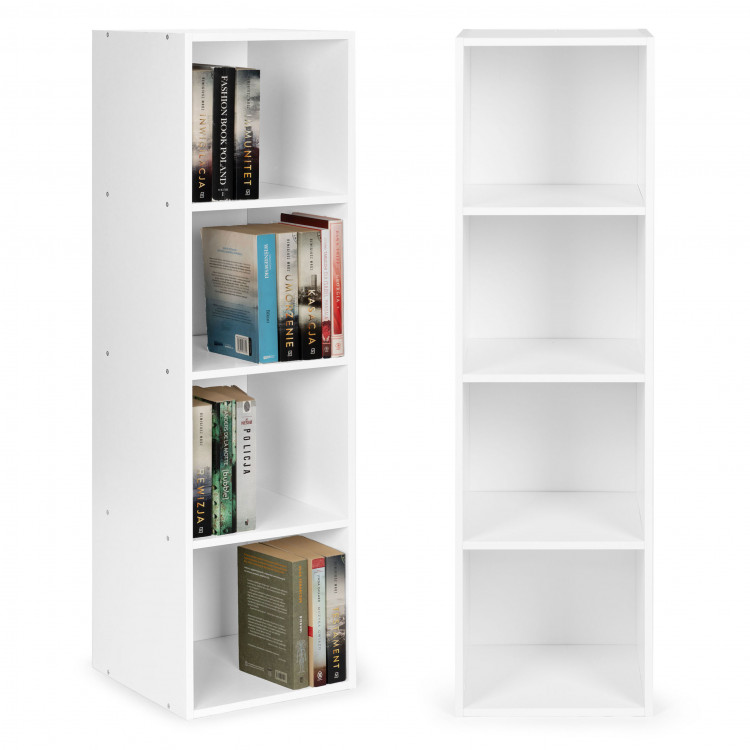 Moderná biela knižnica - 4 loft police