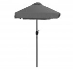 Obdĺžnikový veľký šikmý záhradný slnečník s kľukou, sivý 200 x 140 cm