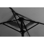 Obdĺžnikový veľký šikmý záhradný slnečník s kľukou, sivý 200 x 140 cm