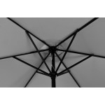 Veľký šikmý lomený záhradný dáždnik s kľukou, 6 rebier, sivý 270 cm