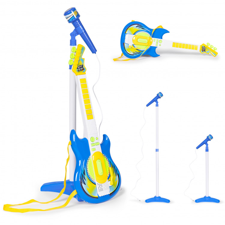 Detská gitara so stojanom na mikrofón mp3 - modrý