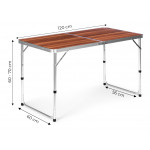 Turistický stolík rozkladací kempingový stolík hnedá doska 120 x 60 cm Turistický stolík rozkladací kempingový stolík hnedá doska 120 x 60 cm