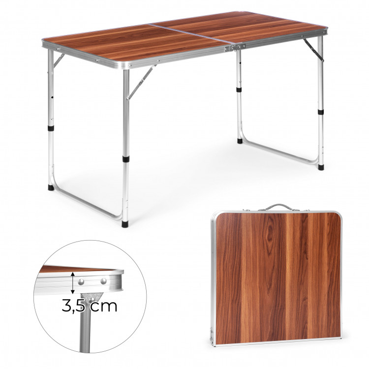 Turistický stolík rozkladací kempingový stolík hnedá doska 120 x 60 cm Turistický stolík rozkladací kempingový stolík hnedá doska 120 x 60 cm