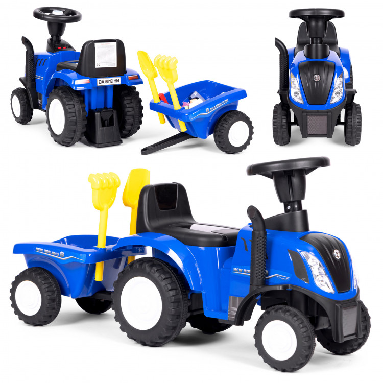 Detské odrážadlo - Modrý traktor s prívesom Detské odrážadlo - Modrý traktor s prívesom