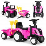 Traktor s prívesom, interaktívny volant, zvuky, pre deti, ružový Traktor s prívesom, interaktívny volant, zvuky, pre deti, ružový