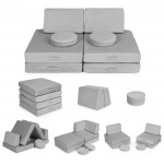 Veľká rozkladacia modulárna pohovka pre deti - 8 mäkkých sivých vankúšov