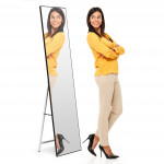 Veľké stojace zrkadlo 159 cm, hliník - čierny rám