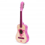 Ružová veľká detská gitara - 34 drevených, 6 kovových a nylonových strún ECOTOYS