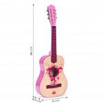 Ružová veľká detská gitara - 34 drevených, 6 kovových a nylonových strún ECOTOYS
