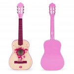 Ružová veľká detská gitara - 34 drevených, 6 kovových a nylonových strún ECOTOYS