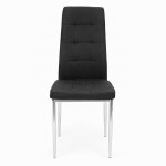 Sada 4 prešívaných čiernych stoličiek, chrómové nohy