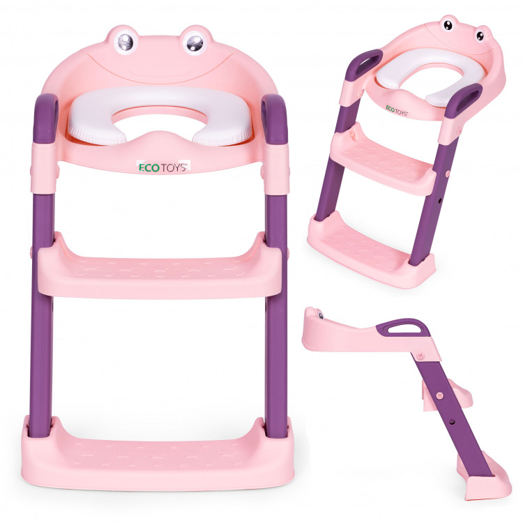 Detské WC sedadlo so schodíkmi, ružové ECOTOYS Detské WC sedadlo so schodíkmi, ružové ECOTOYS
