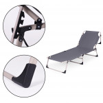 Skladacie záhradné, rybárske ležadlo s matracom a vankúšom, sivá MultiGarden