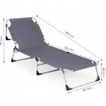 Skladacie záhradné, rybárske ležadlo s matracom a vankúšom, sivá MultiGarden