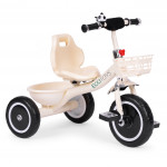 Trojkolesový bicykel s protišmykovými rukoväťami, zvončekom a košíkom, béžový, ECOTOYS