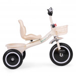 Trojkolesový bicykel s protišmykovými rukoväťami, zvončekom a košíkom, béžový, ECOTOYS