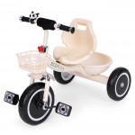 Trojkolesový bicykel s protišmykovými rukoväťami, zvončekom a košíkom, béžový, ECOTOYS