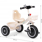 Trojkolesový bicykel s protišmykovými rukoväťami, zvončekom a košíkom, béžový, ECOTOYS