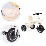 Trojkolesový bicykel s protišmykovými rukoväťami, zvončekom a košíkom, béžový, ECOTOYS