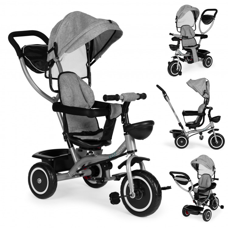 Trojkolka 2v1, otočné sedadlo - šedá ECOTOYS Trojkolka 2v1, otočné sedadlo - šedá ECOTOYS