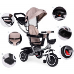 Trojkolka 2v1, otočné sedadlo - béžová ECOTOYS
