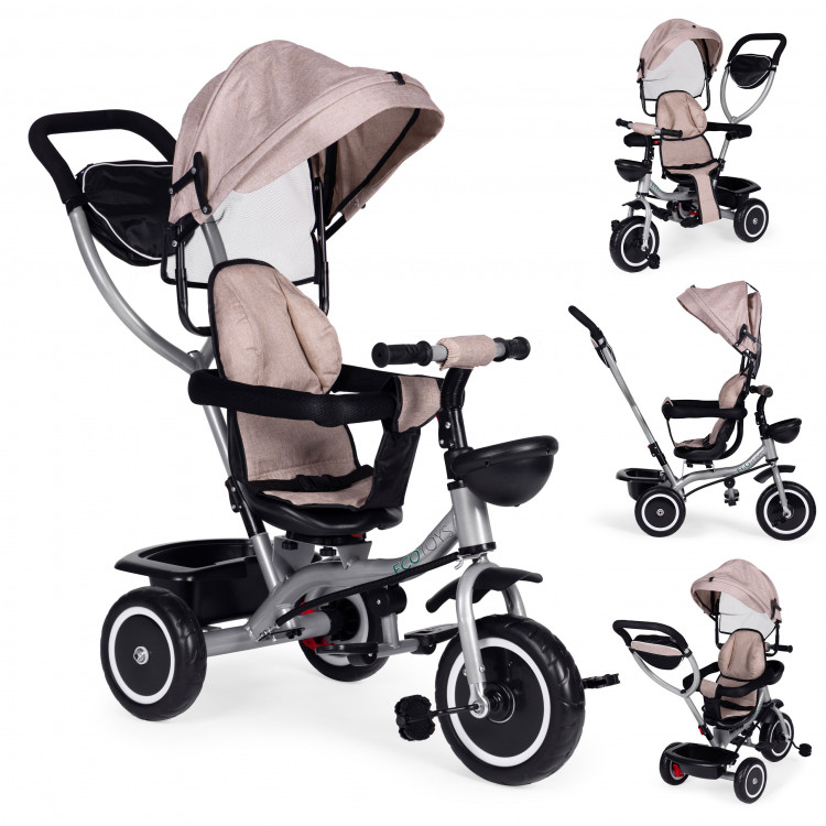 Trojkolka 2v1, otočné sedadlo - béžová ECOTOYS