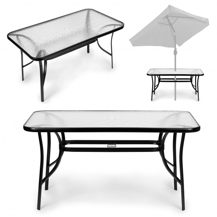 Záhradný stôl 160x90 cm, tvrdené sklo, otvor na slnečník MultiGarden Záhradný stôl 160x90 cm, tvrdené sklo, otvor na slnečník MultiGarden