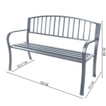 Záhradná lavica s opierkou, kovová konštrukcia - grafit