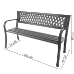 Záhradná lavička s operadlom, parková lavička, kovová konštrukcia - grafit