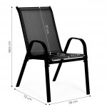 Sada záhradných stoličiek na terasu, balkón, 4 kusy - čierna MultiGarden