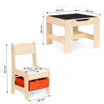 Detská zostava nábytku, stôl + 2 stoličky, tabuľa ECOTOYS