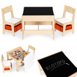 Detská zostava nábytku, stôl + 2 stoličky, tabuľa ECOTOYS