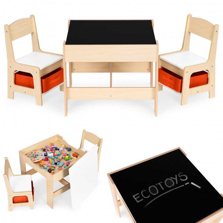 Detská zostava nábytku, stôl + 2 stoličky, tabuľa ECOTOYS