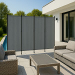 Skladací 4-panelový paraván, zástena 167x216 cm - sivá MultiGarden