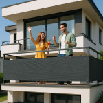 Tieniaca sieť na balkón s príslušenstvom 100x700 cm - sivá MultiGarden