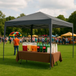 Záhradný skladací stan 3x3 m, automatická strieška, sivá MultiGarden