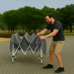 Záhradný skladací stan 3x3 m, automatická strieška, sivá MultiGarden