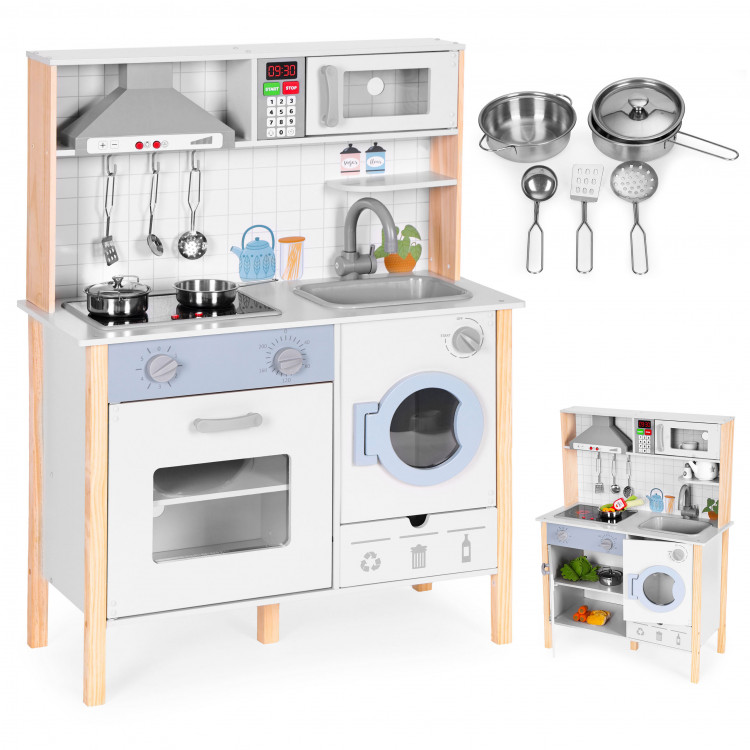 Detská drevená kuchynka - LED, zvuky, doplnky ECOTOYS