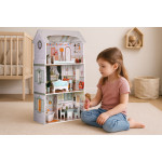 Domček pre bábiky Alice, 3 poschodia, 4 izby, 9 kusov nábytku ECOTOYS