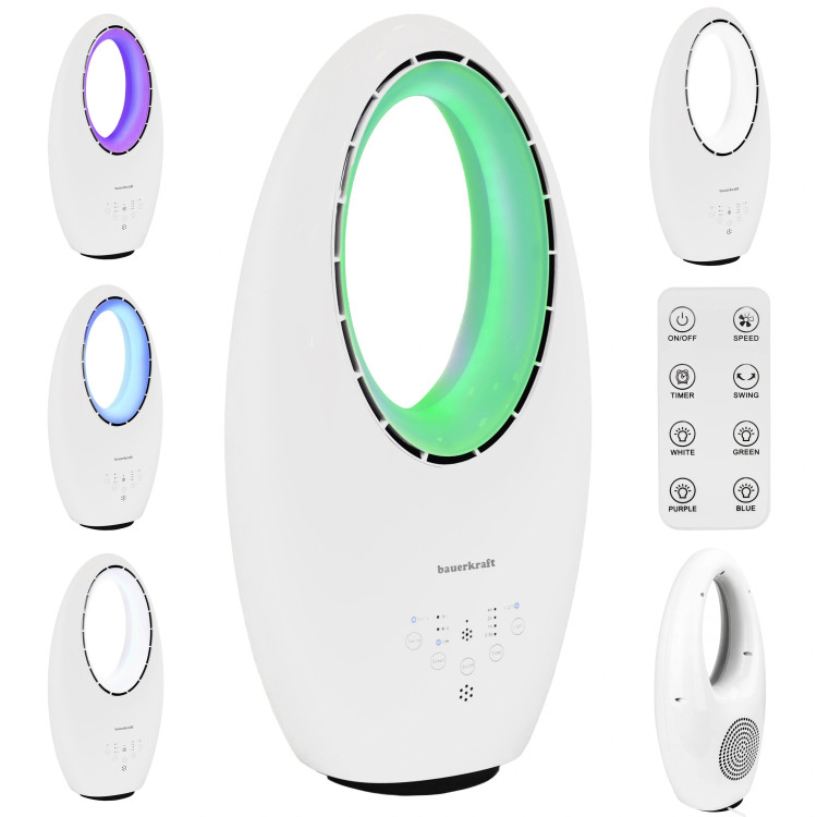 Bezlopatkový stojaci ventilátor 60W, 3 prevádzkové režimy, LED podsvietenie