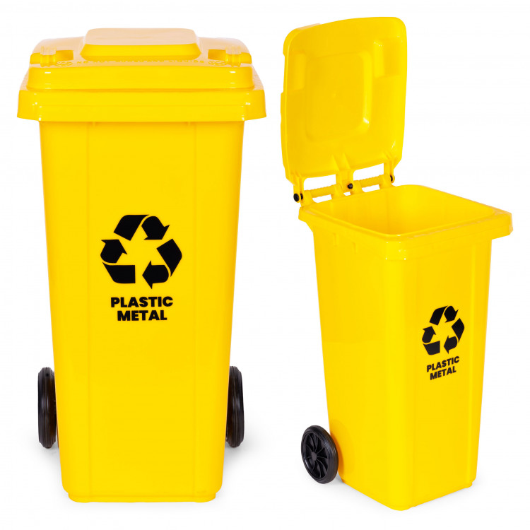 Kôš na odpadky 120L vedro žlté plastové gumové kolieska