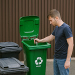 Odpadkový kôš 120L odpadkový kôš zelený sklo gumové kolieska