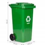 Sada 3 odpadkových košov 3x120L modrá zelená žltá odpad papier sklo plast gumové kolieska
