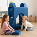 Modulárna rozkladacia pohovka, 8 mäkkých skladacích vankúšov - modrá ECOTOYS