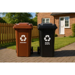 Sada 2 odpadkových košov 2x120L - čierny,hnedý BIO gumové kolieska