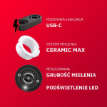 Elektrický mlynček na soľ a korenie - dobíjateľný, USB