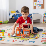 Drevená garáž 2v1 - hasičská stanica ECOTOYS Drevená garáž 2v1 - hasičská stanica ECOTOYS