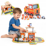 Drevená garáž 2v1 - hasičská stanica ECOTOYS Drevená garáž 2v1 - hasičská stanica ECOTOYS