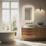 Kúpeľňové nástenné zrkadlo LED 50x70 cm 3 farby dotykový spínač ModernHome